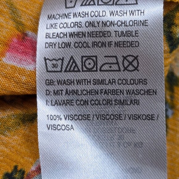 Canyon Retreat 1X Floral Yellow Short Sleeve Dress Boho Cottage Core - Picture 3 of 4